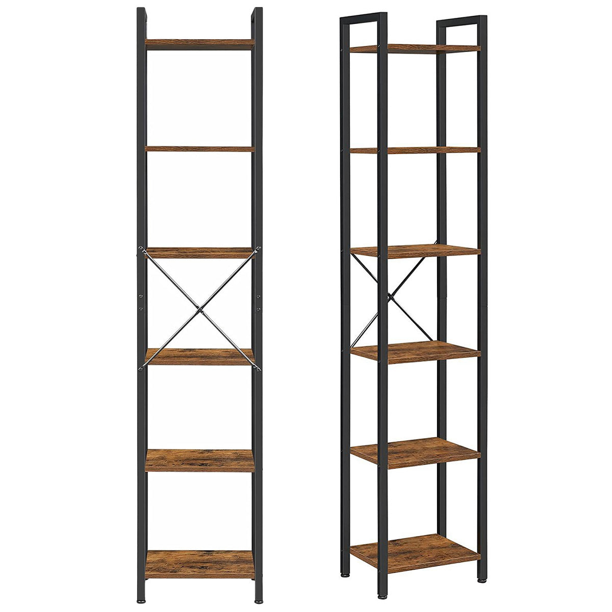 6-Tier Corner Bookshelf with Metal Frame Small Rooms