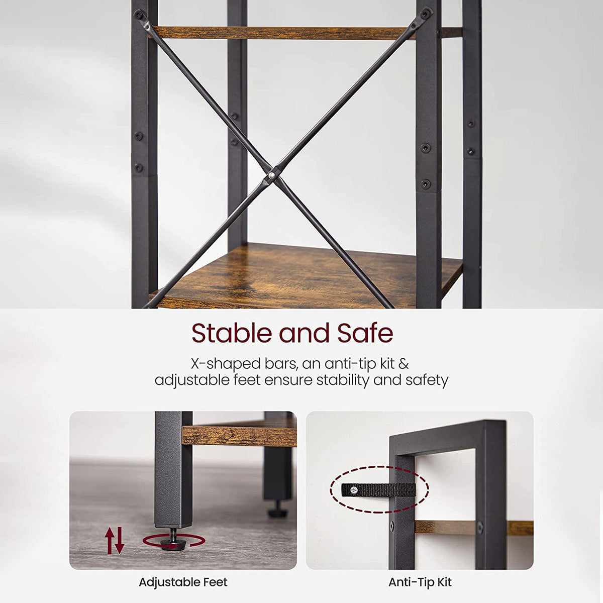 6-Tier Corner Bookshelf with Metal Frame Small Rooms