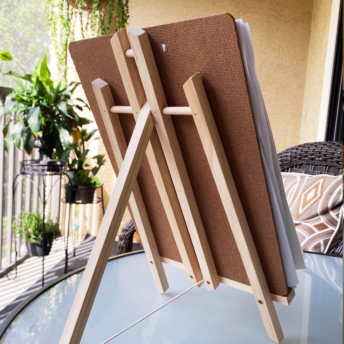 4 Pcs Mini Pine Wood Desktop Tripod Easel with Rope Support