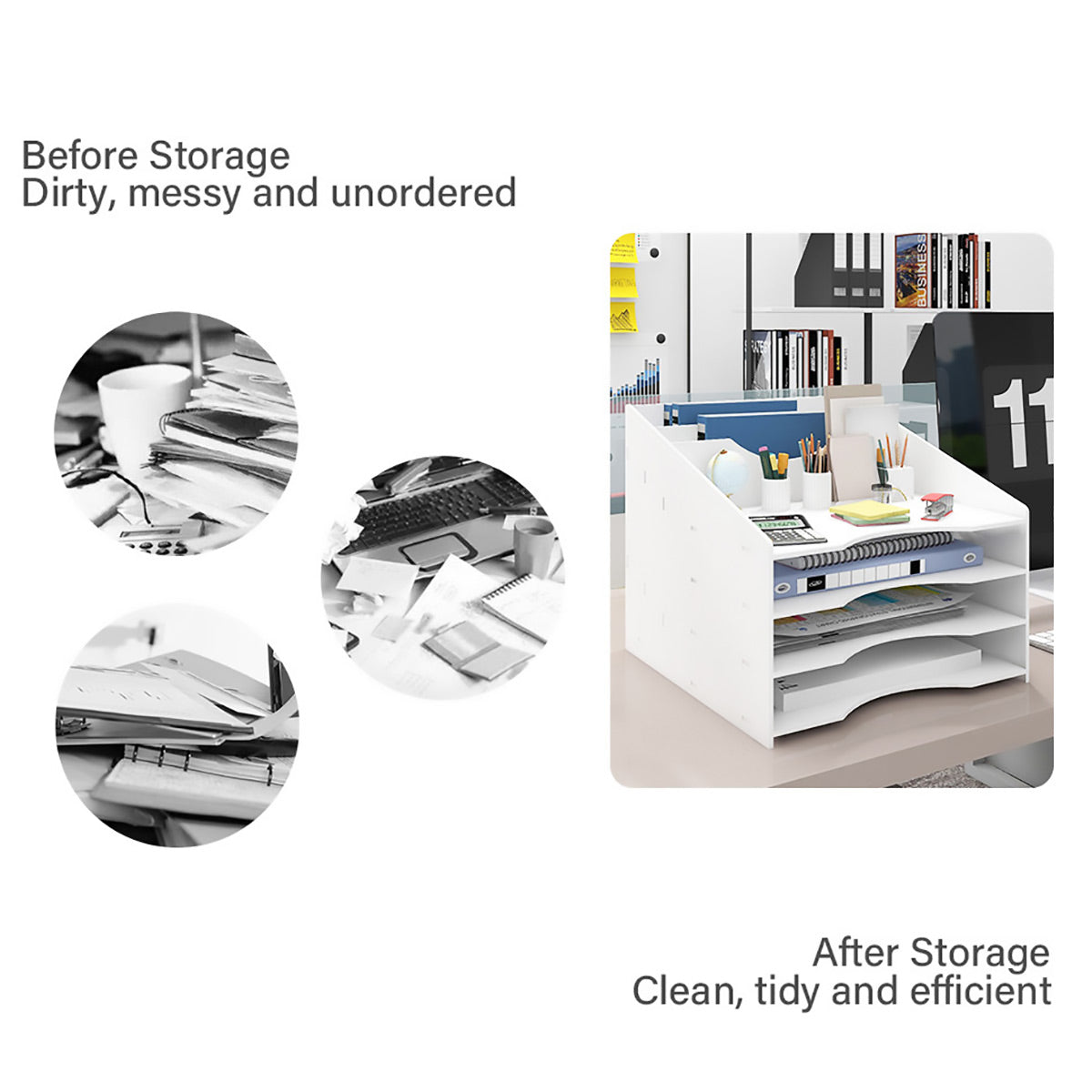 Desktop File Organizer Rack A4 Multi-Tier Storage