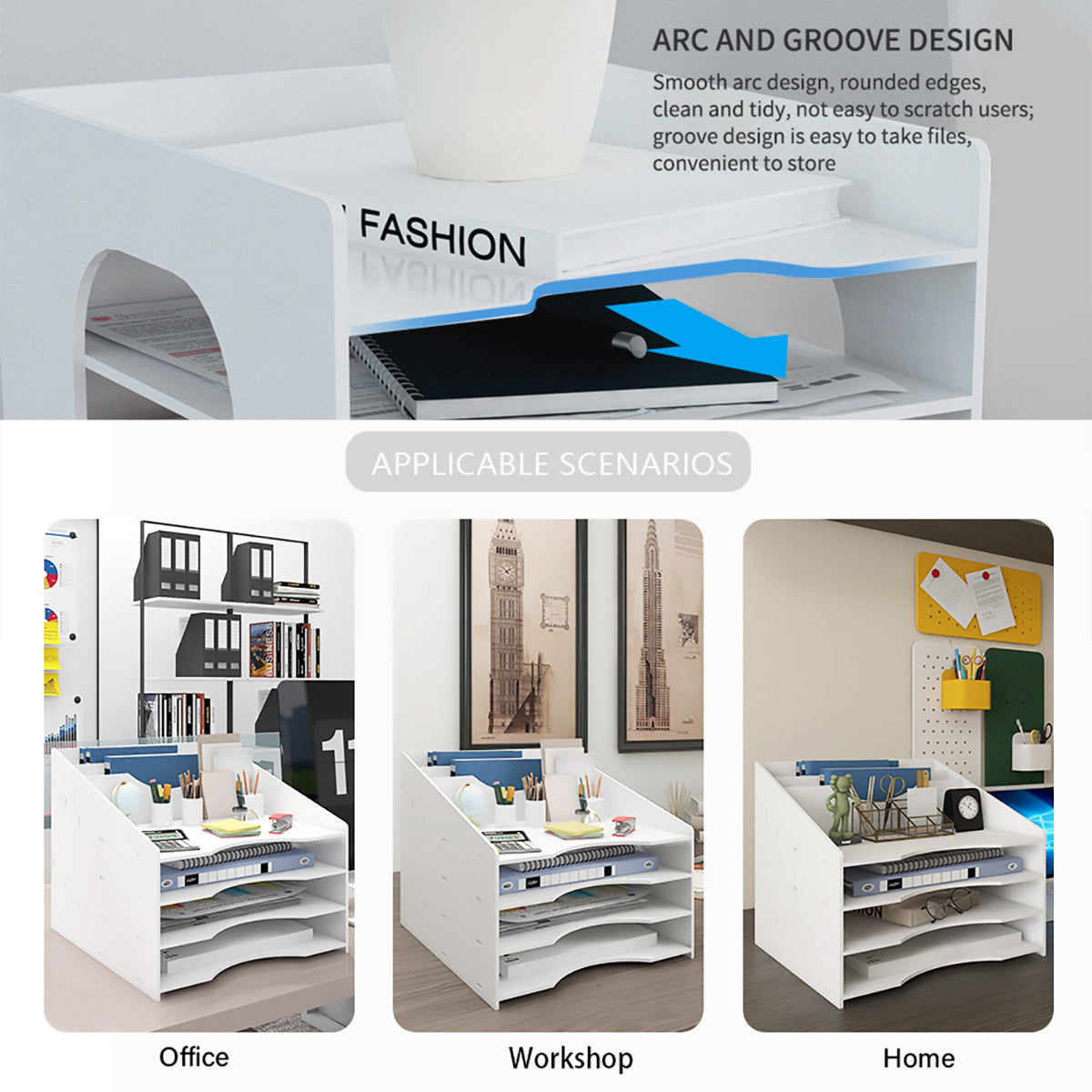 Desktop File Organizer Rack A4 Multi-Tier Storage