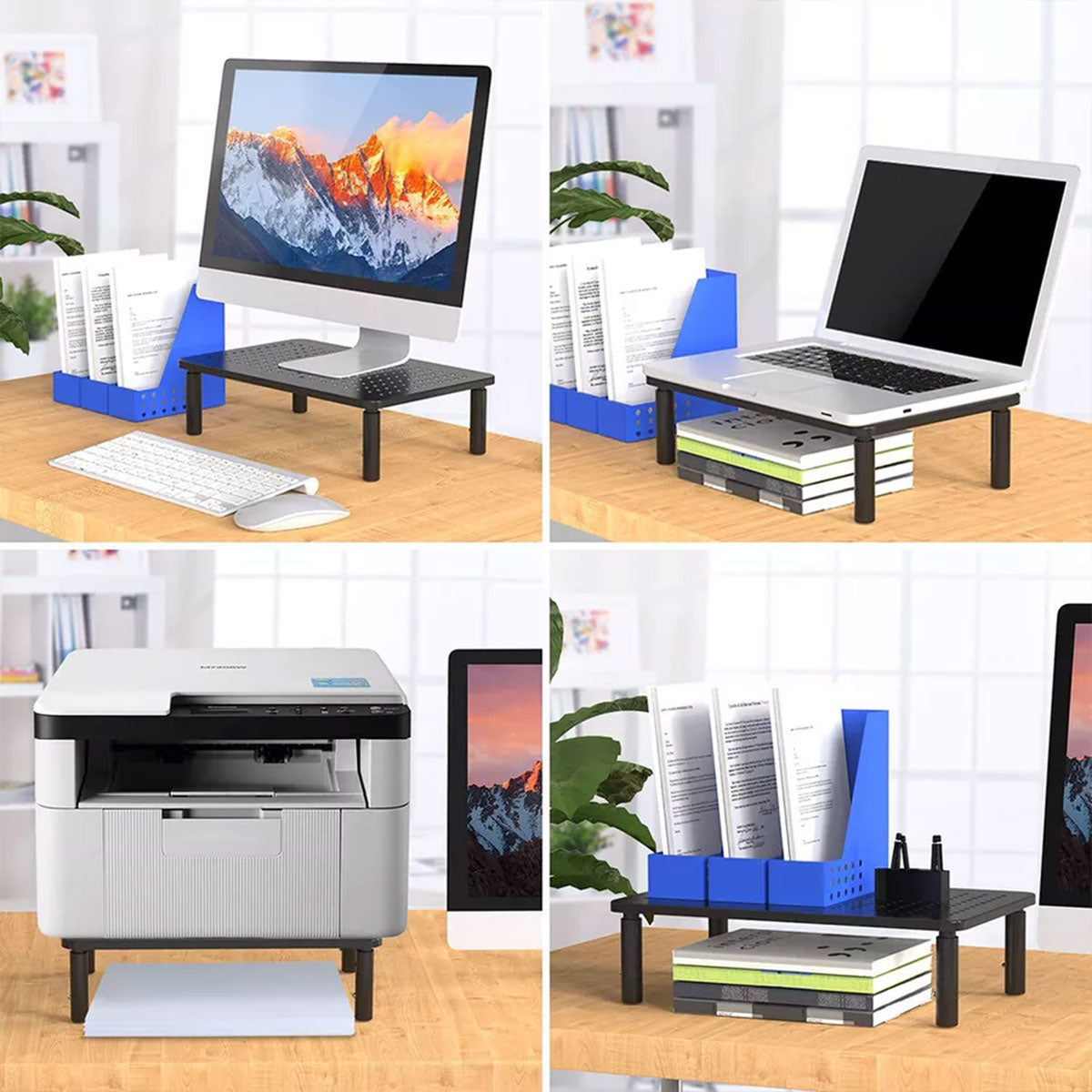 3-Height Adjustable Monitor Riser for Laptop Printer