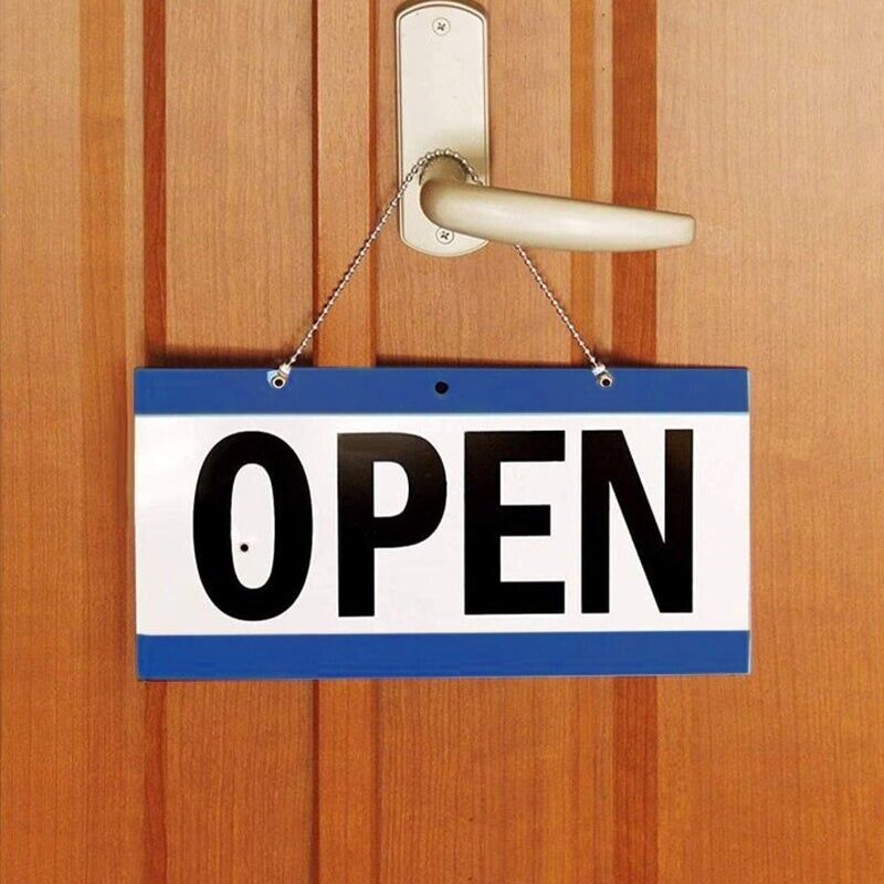Open Closed Door Sign with Return Clock for Shops