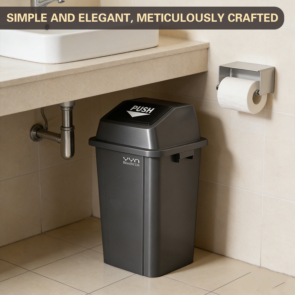 100L Square Trash Can with Handle and Lid Option