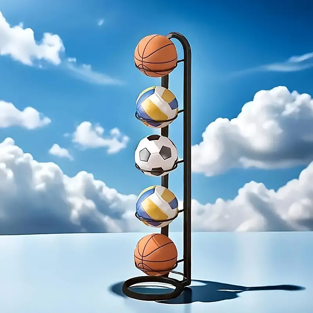 5 Tier Basketball Storage Rack Sports Ball Stand
