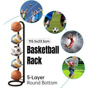 5 Tier Basketball Storage Rack Sports Ball Stand