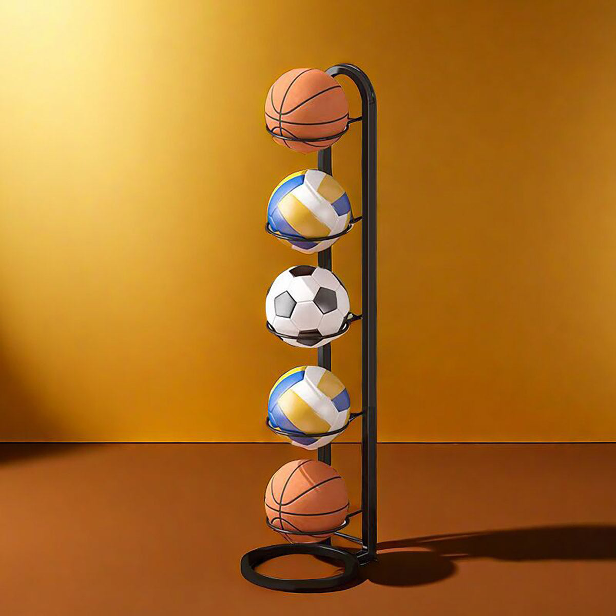 5 Tier Basketball Storage Rack Sports Ball Stand