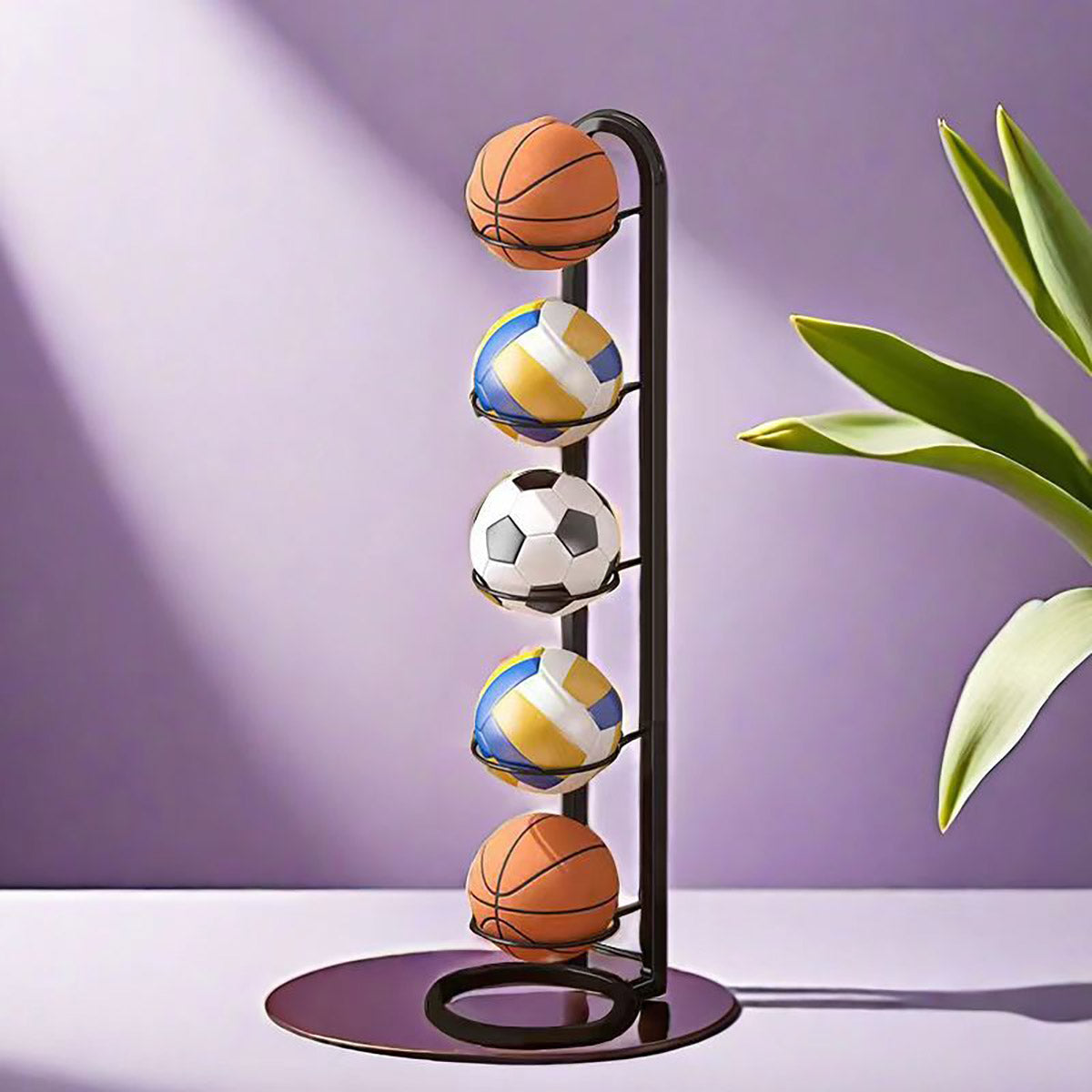 5 Tier Basketball Storage Rack Sports Ball Stand