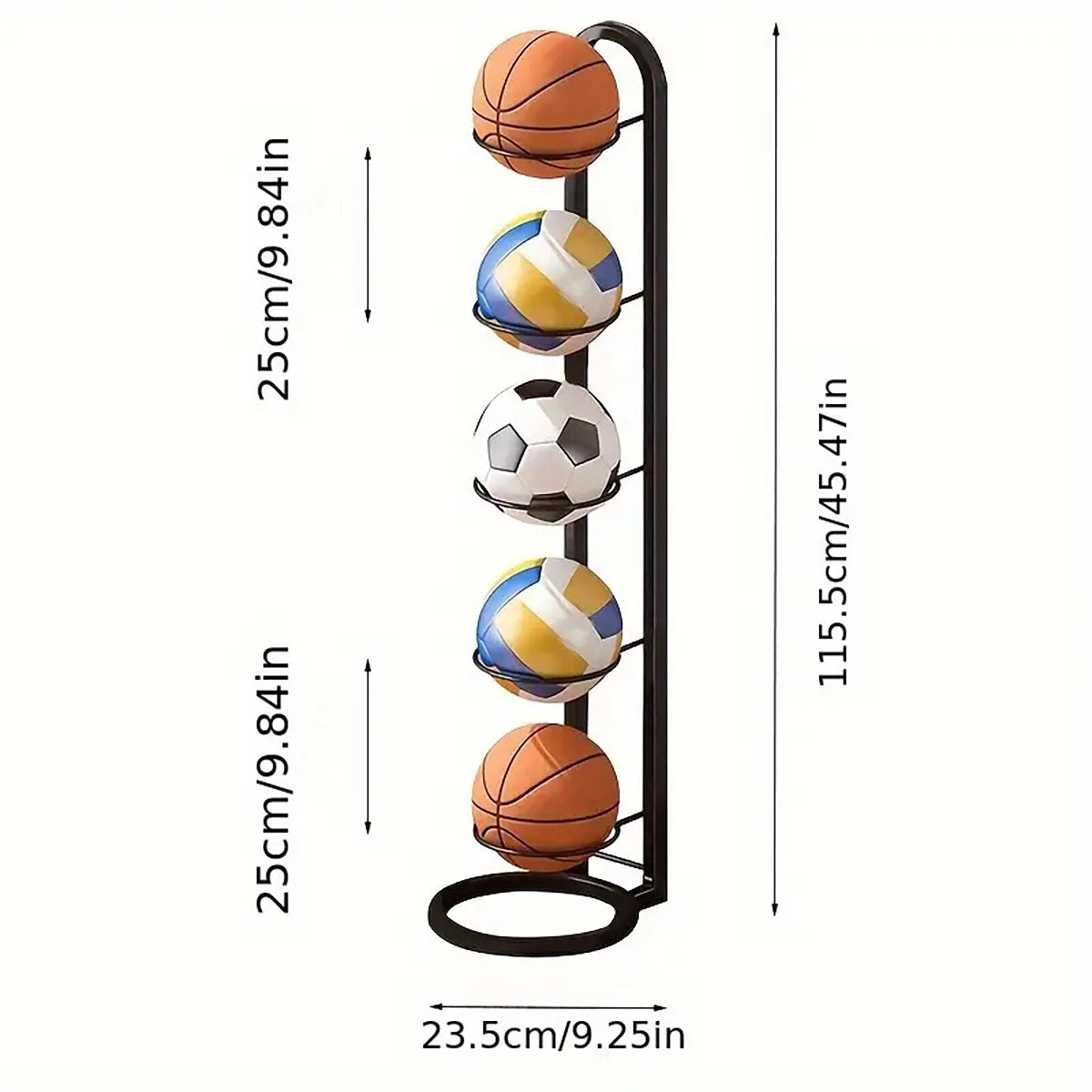 5 Tier Basketball Storage Rack Sports Ball Stand