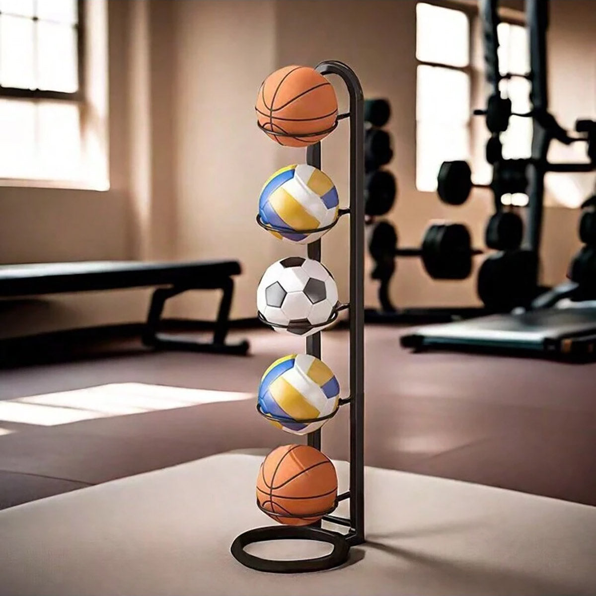 5 Tier Basketball Storage Rack Sports Ball Stand
