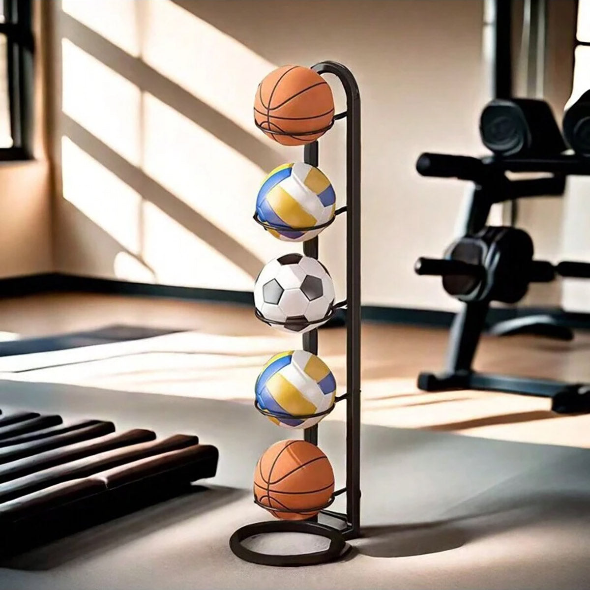 5 Tier Basketball Storage Rack Sports Ball Stand