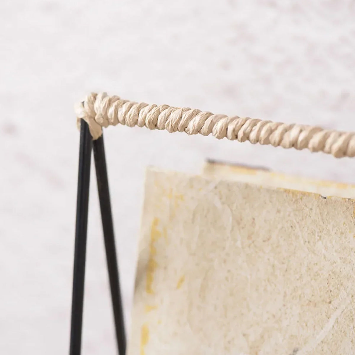 Hand-Woven Paper Rope Storage Basket with Iron Frame Natural