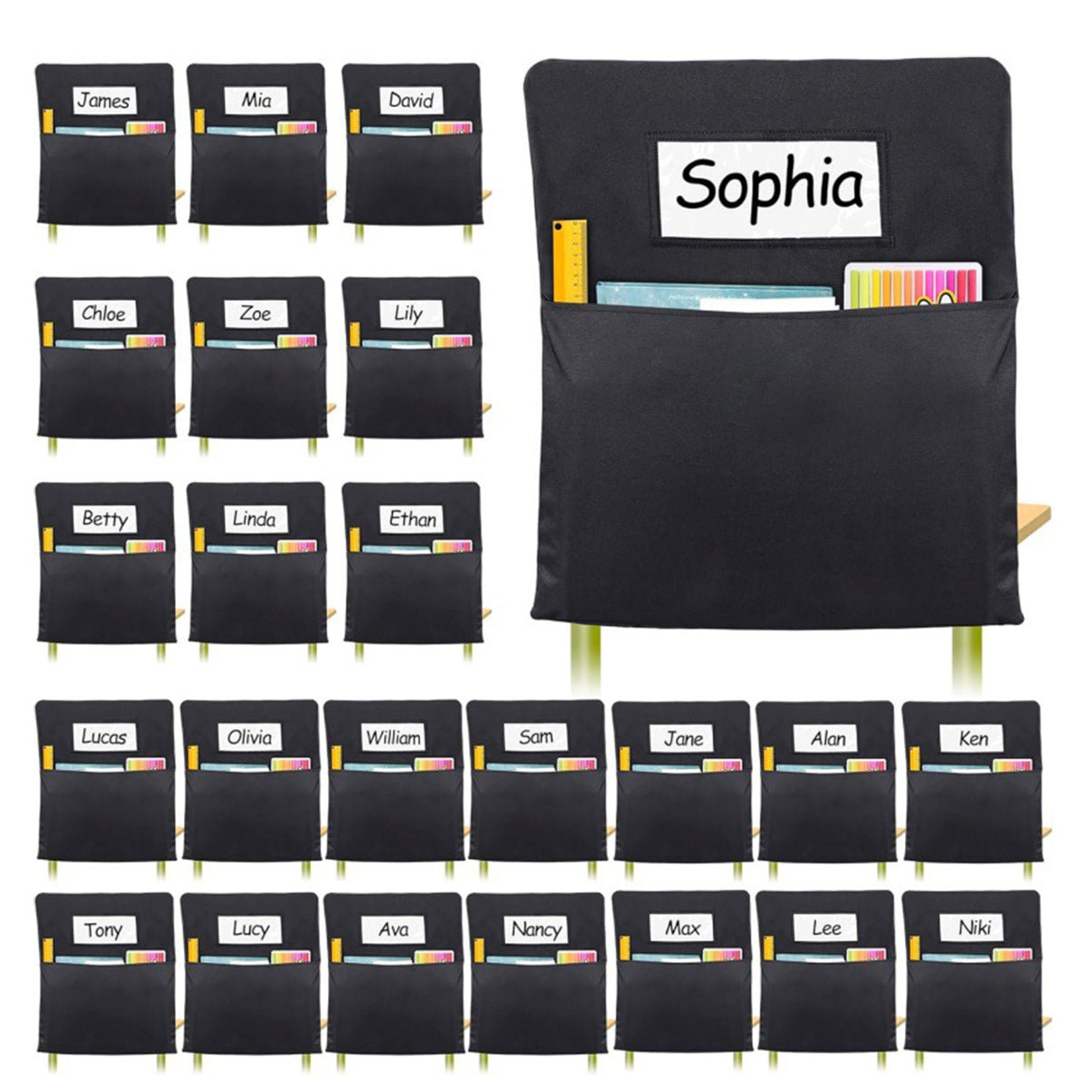 6 Pcs Chair Back Hanging Bags for Classroom