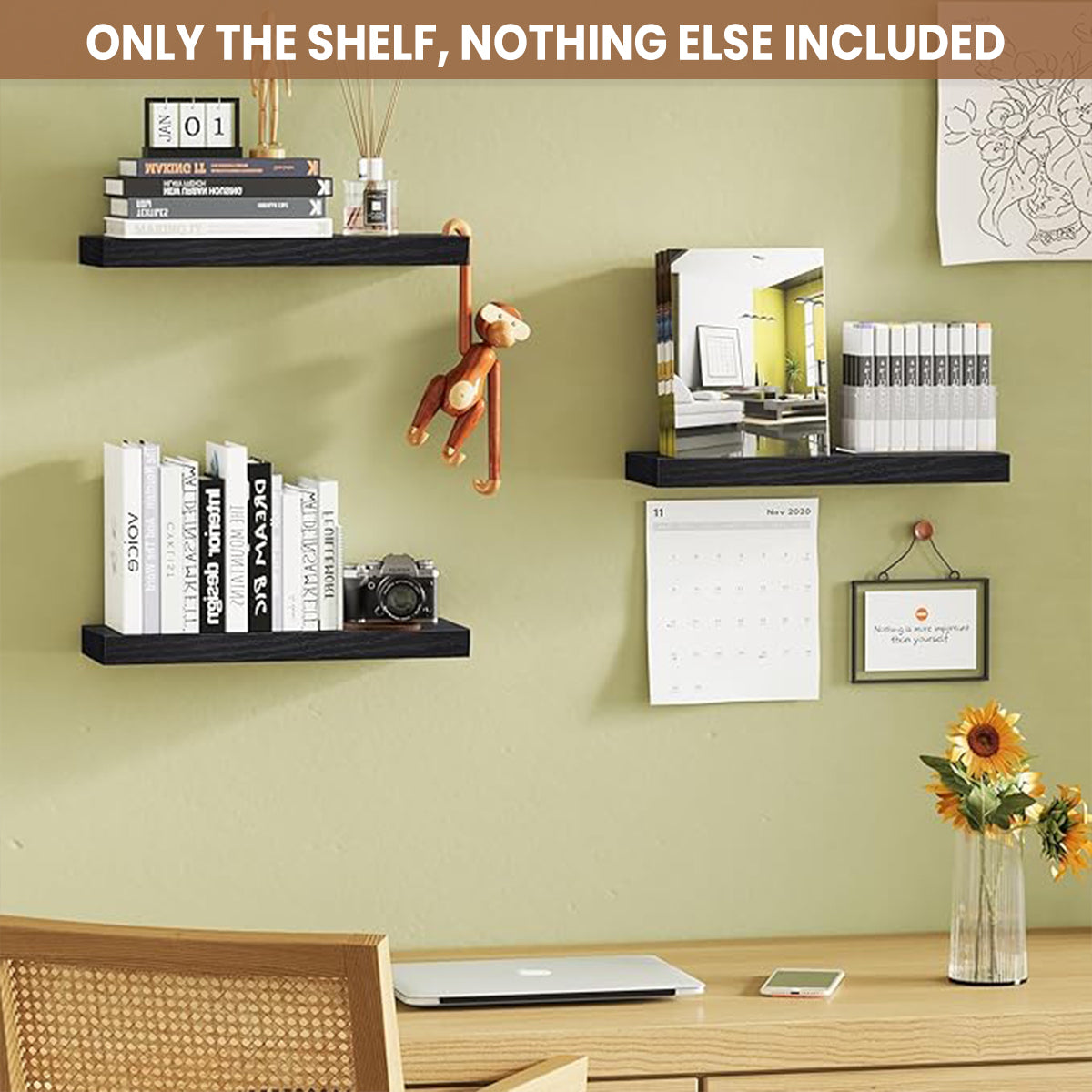 3pcs Wooden Wall Shelf Set for Home Decor