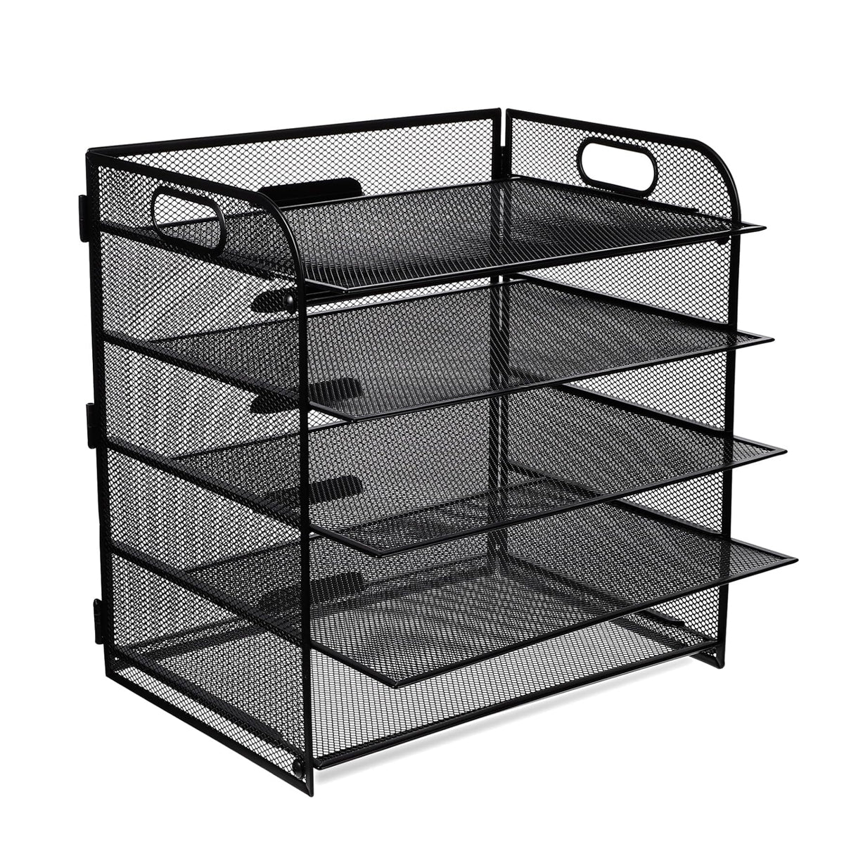 5-Tier Mesh Desk File Organizer with Handles Document Storage Rack