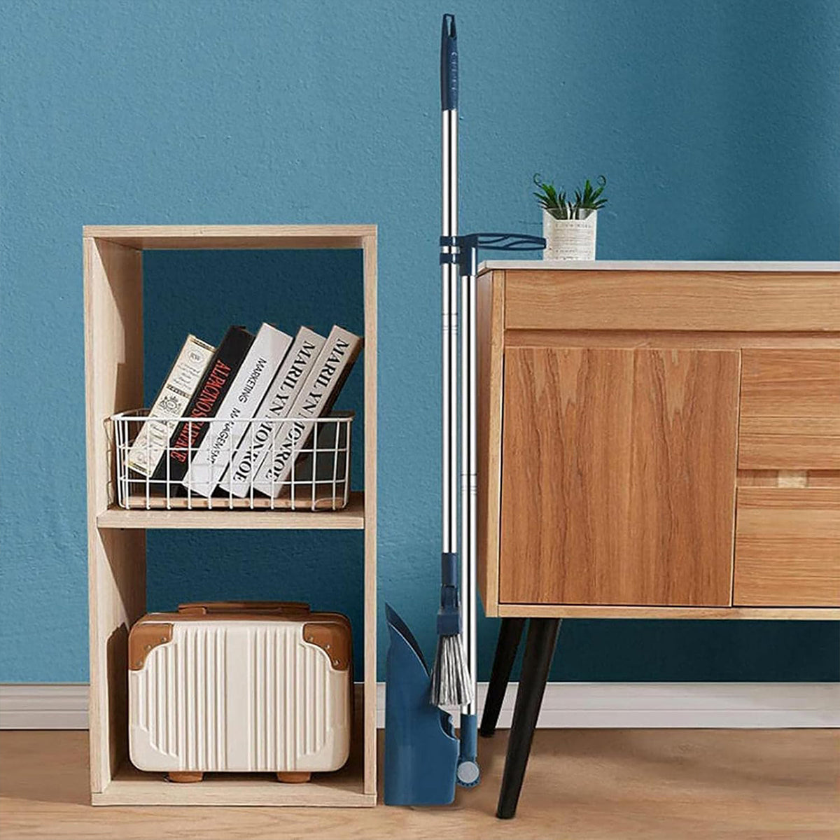 Folding Broom and Dustpan Set Rotating Head Comb