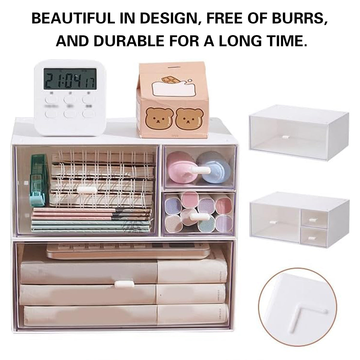Clear Drawer Storage Box Desktop Organizer