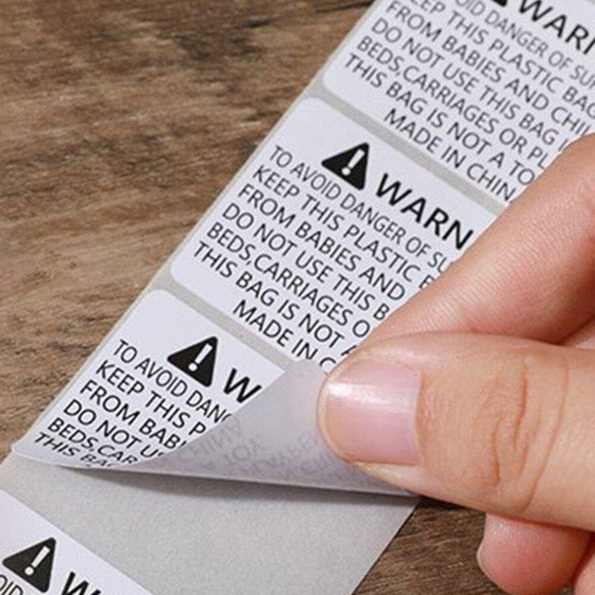 Anti-Choking Warning Labels for Plastic Bags