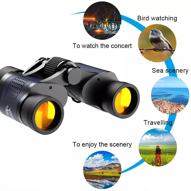60x60 Binoculars Waterproof Low-Light Outdoor Travel Telescope