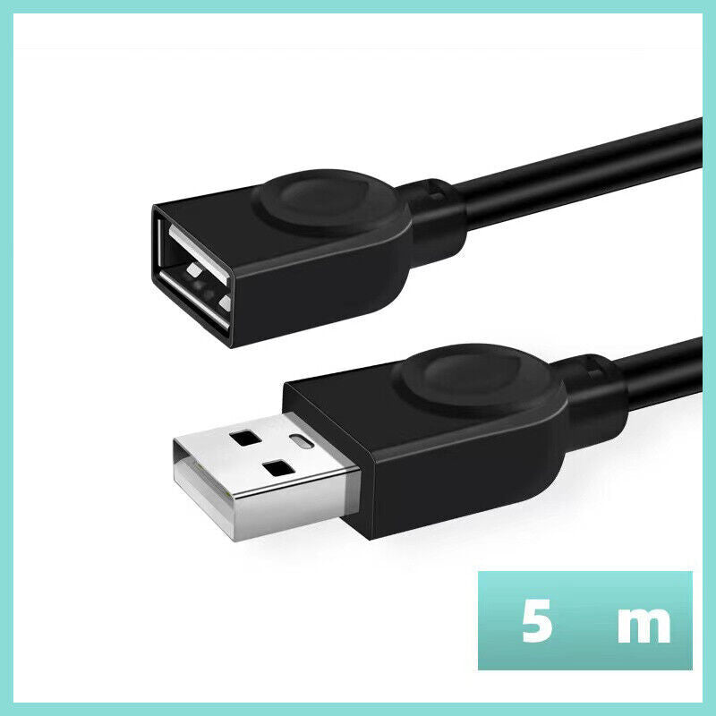 USB Extension Cable 2.0 A Male to Female Long Data Cord Black