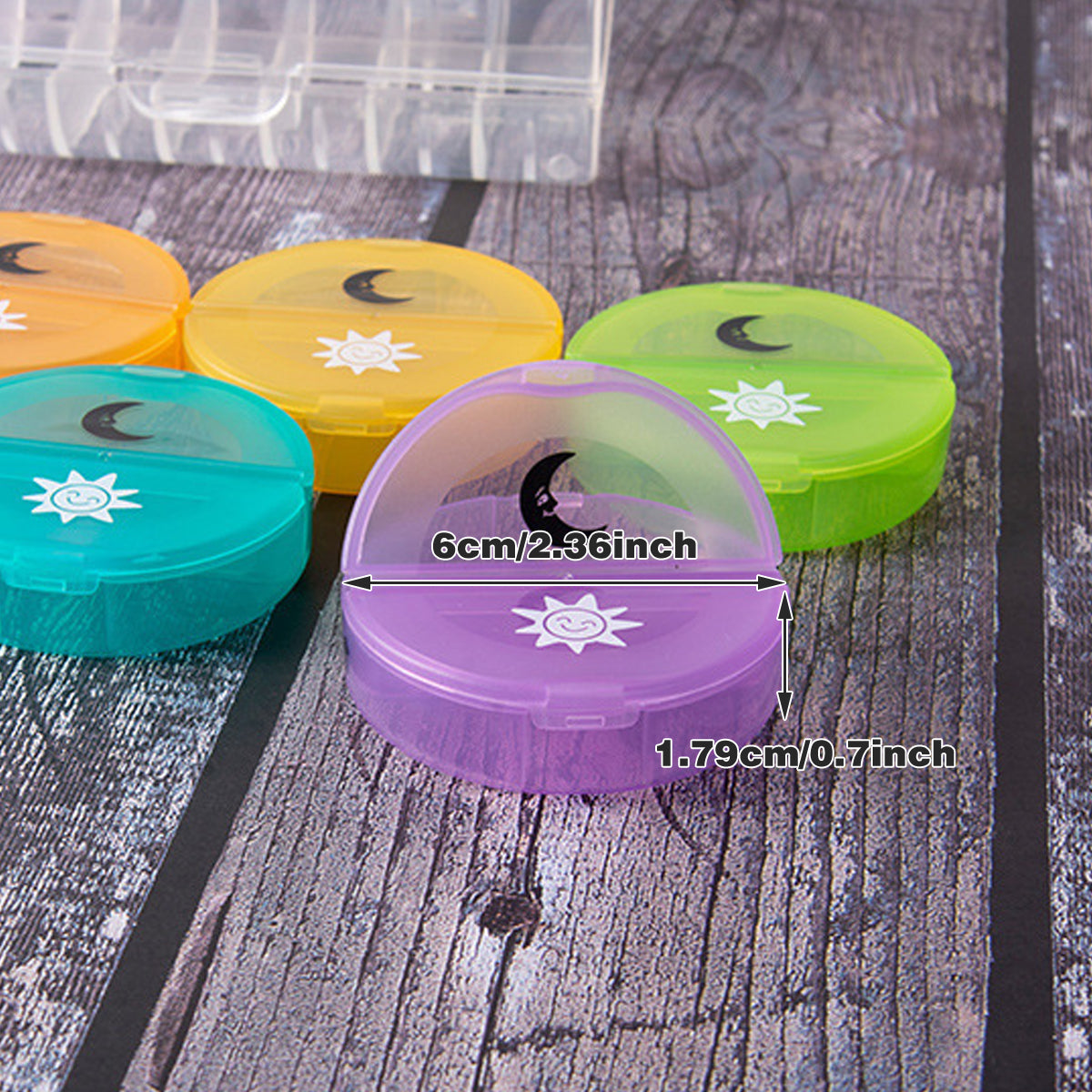 7 Day Round Mini Travel Pill Box Snap Closure