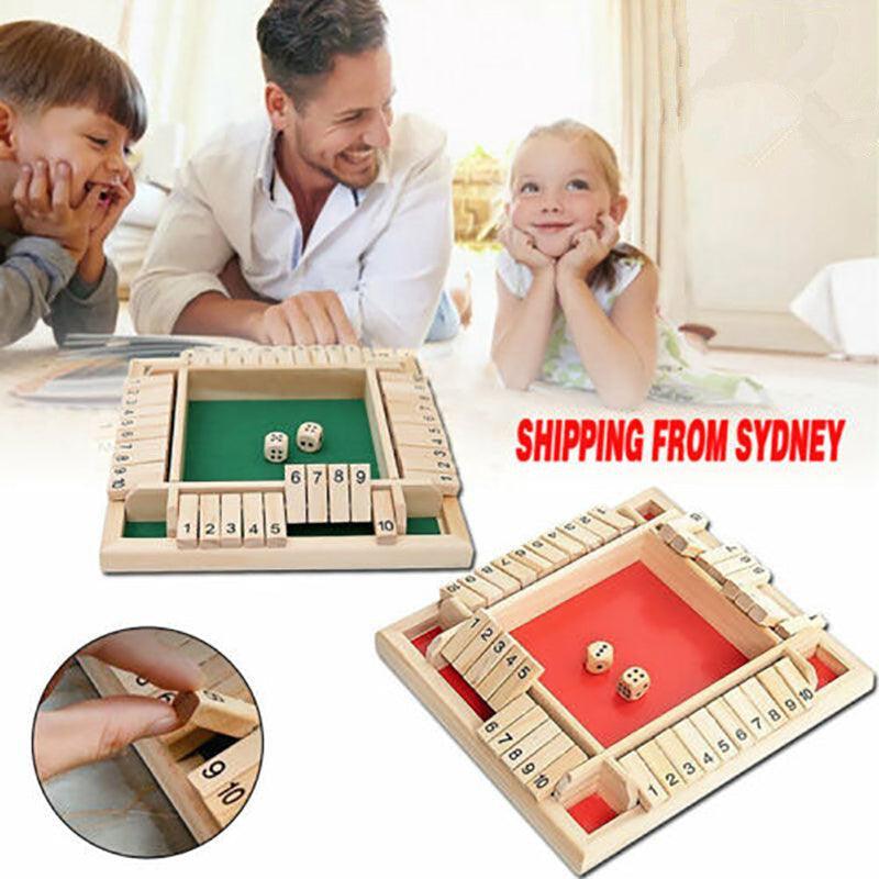 Wooden Shut The Box Dice Game Family Table Play