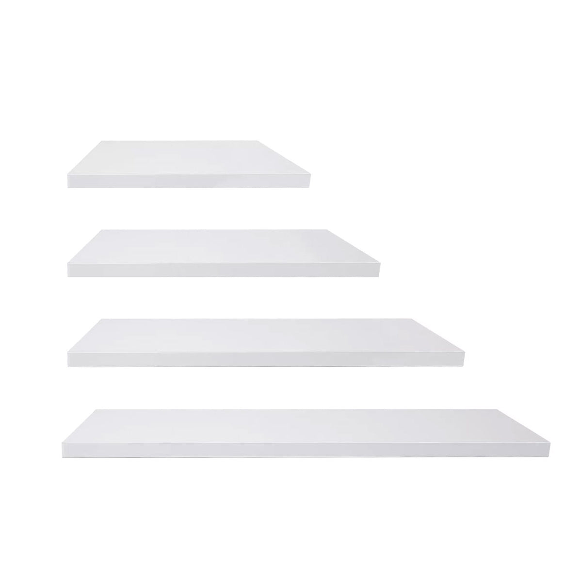 4 Pcs Wooden Floating Wall Shelves White Decorative Set