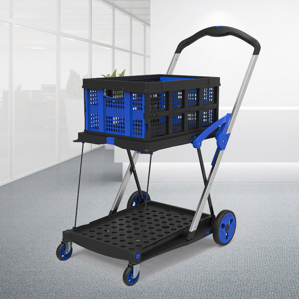 2-Tier Foldable Storage Trolley Cart