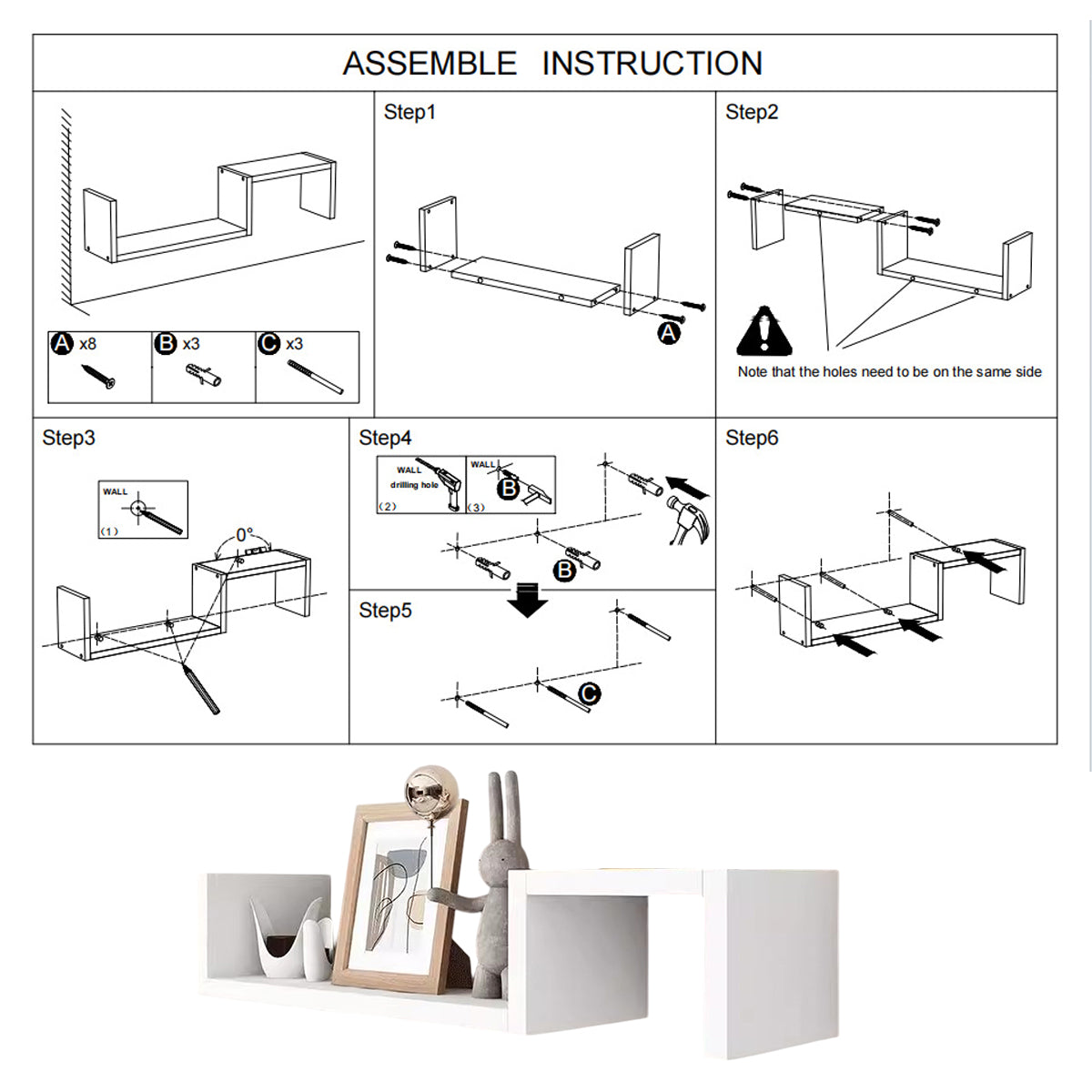 Wall Mounted Wooden Storage Shelf Multi Layer Display Rack