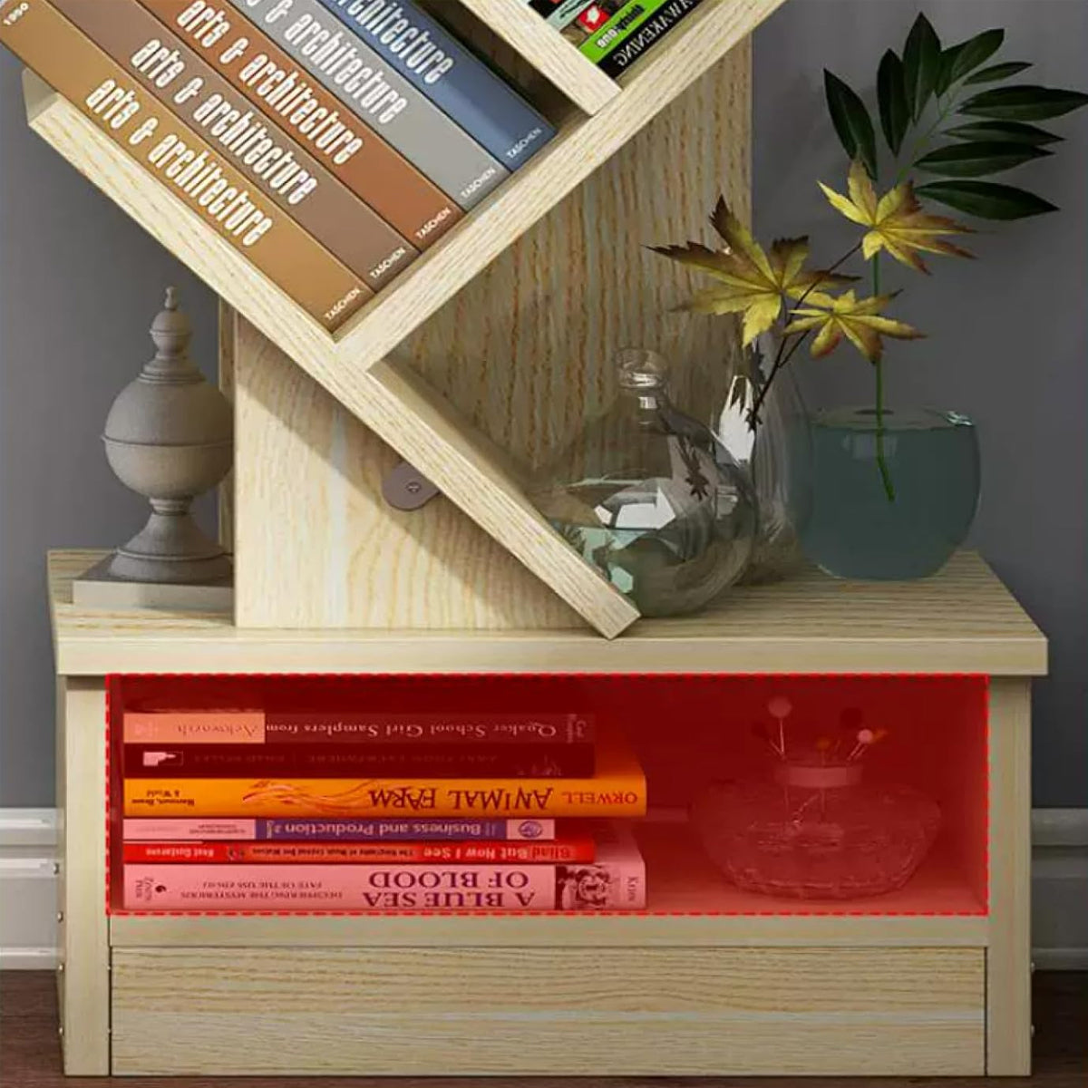 8-Shelf Tree Bookshelf with Modern Wood Design