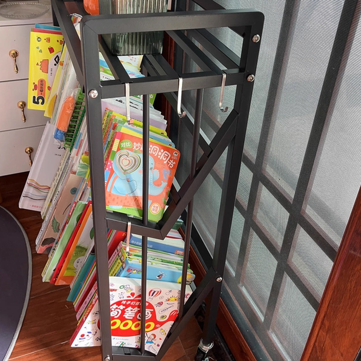 3-Tier Steel Storage Rack Bookshelf Rolling Mobile Home Organizer