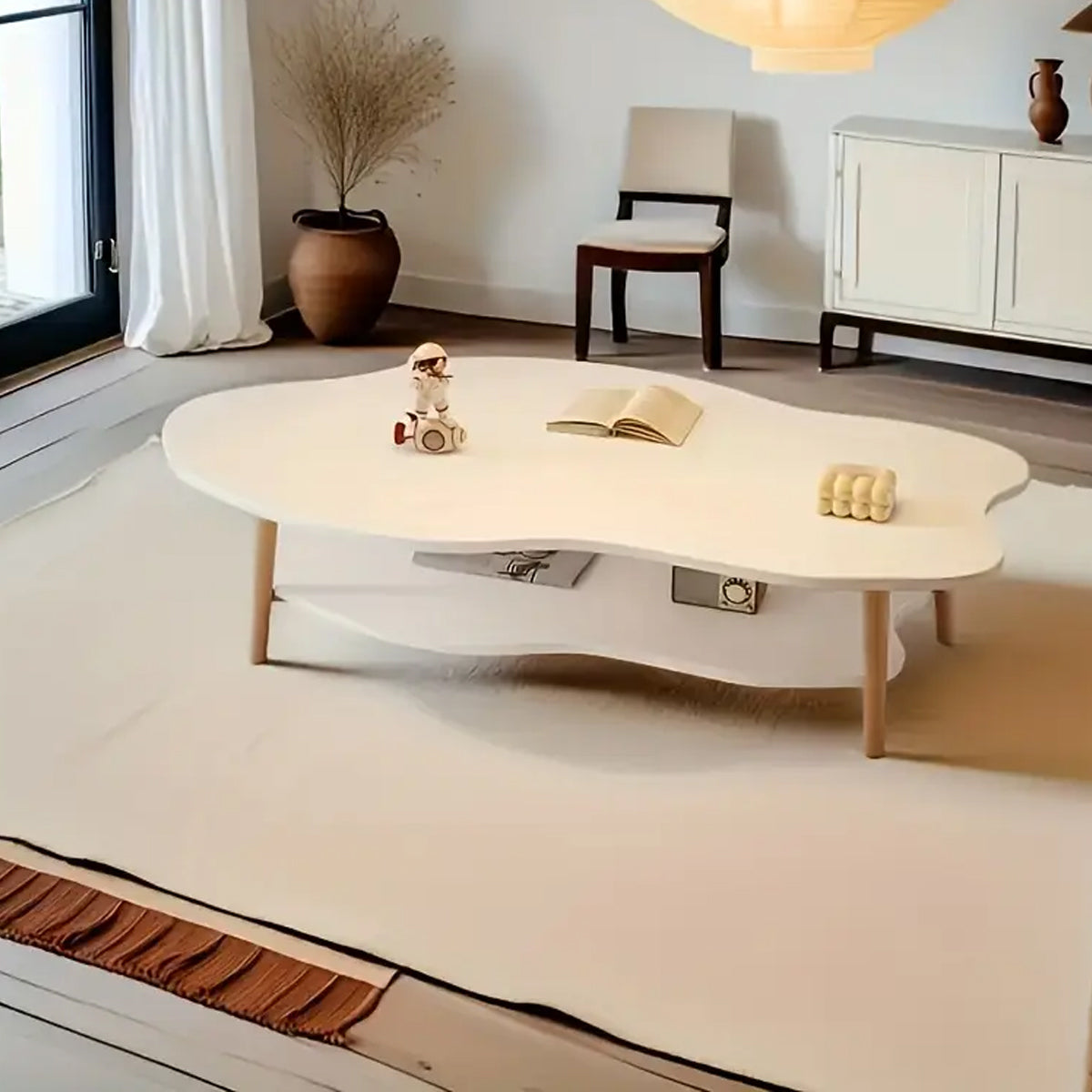 Double-Tiered Coffee Table with Organic Shape