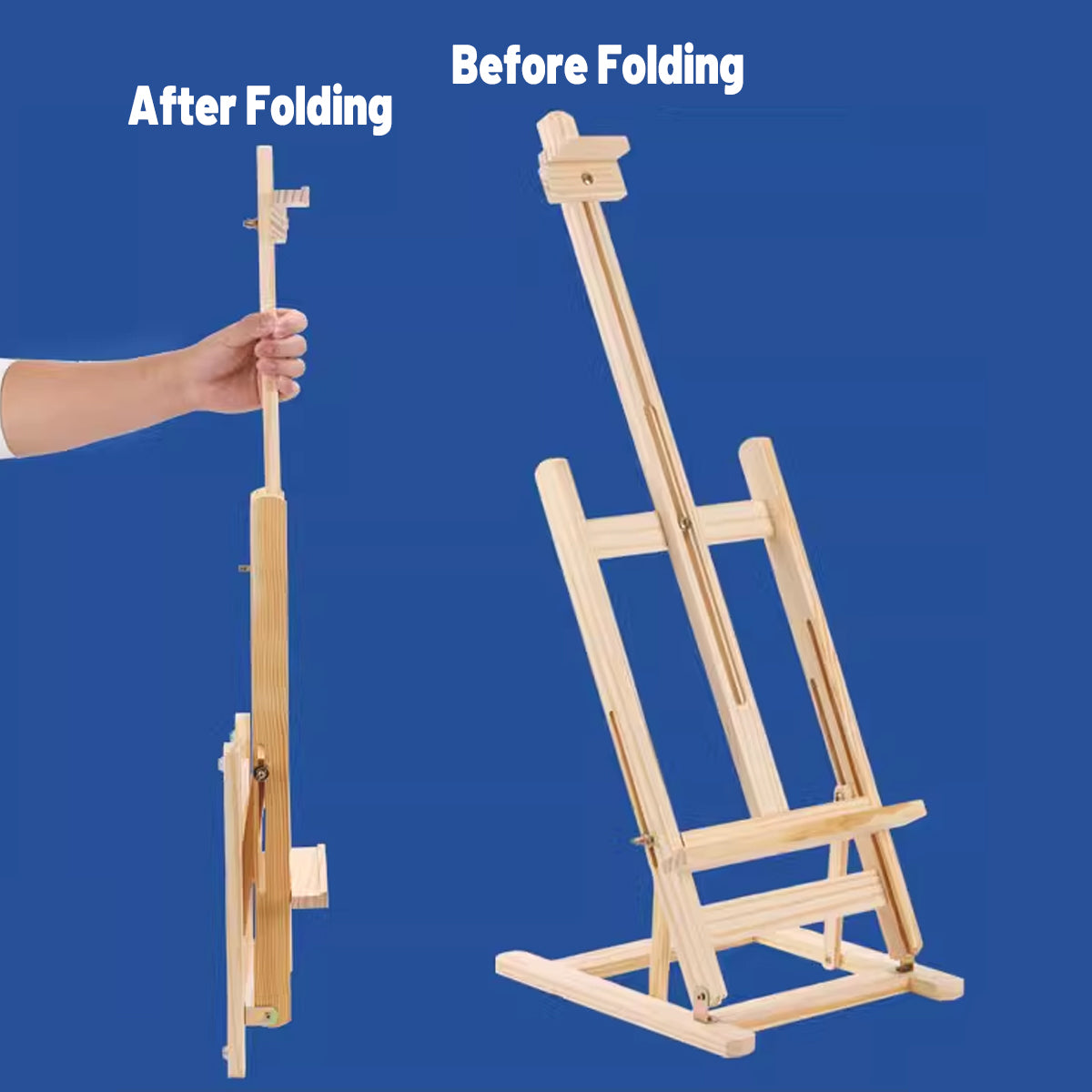 Wooden Tabletop Easel Stand Foldable Adjustable Natural Finish