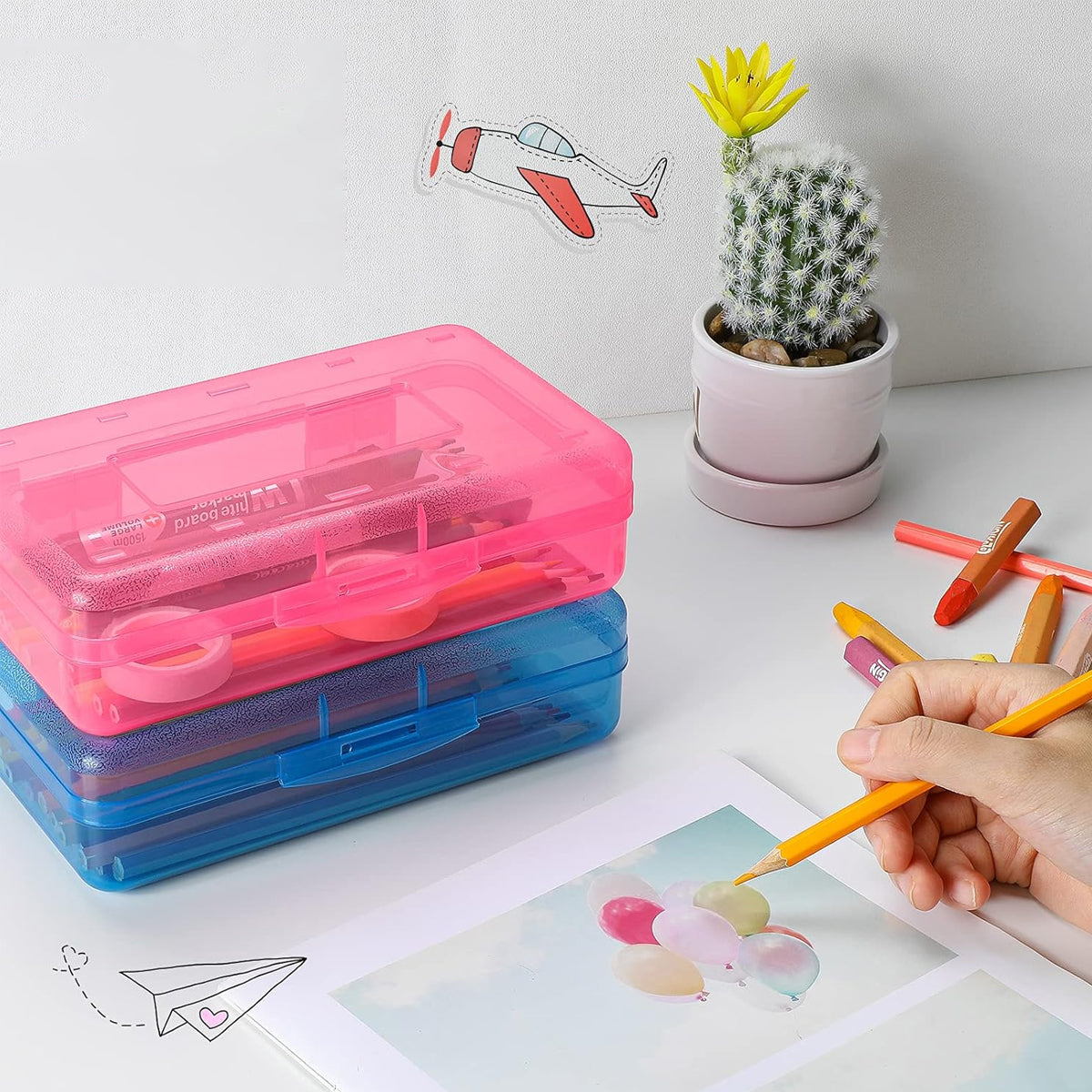 Transparent PP Plastic Pencil Case Large Capacity Multifunctional
