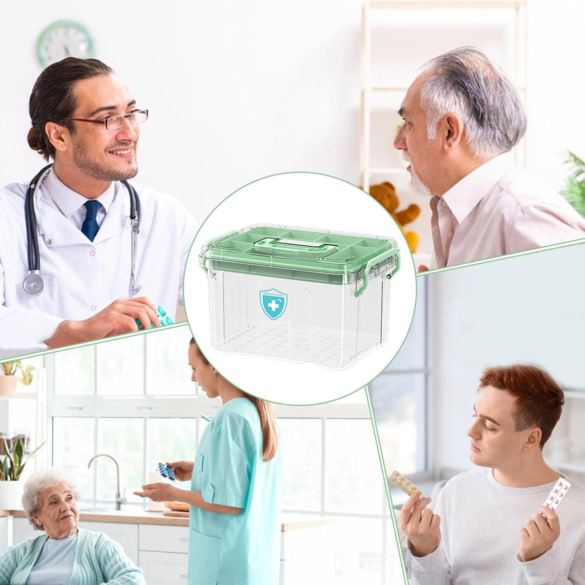 Transparent Medicine Cabinet with Dividers 2 Sizes