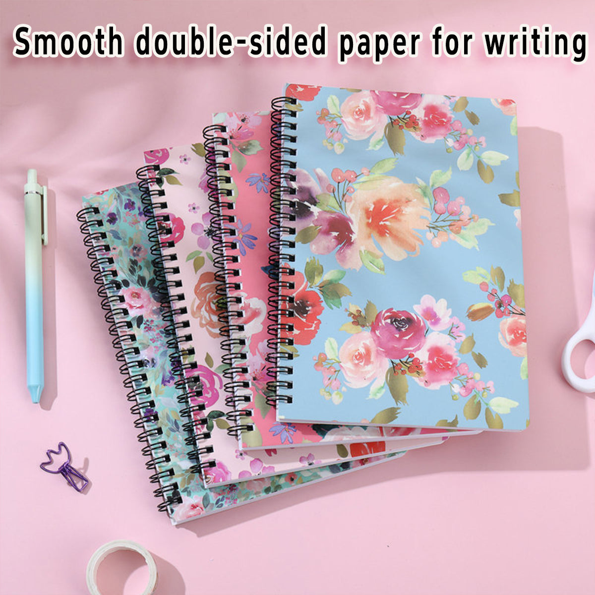 4 Pcs Loose-Leaf Notebooks Vintage Floral Thick Paper