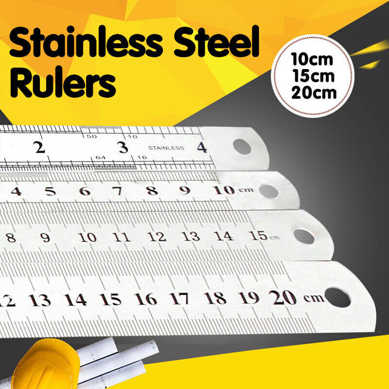 10cm 15cm 20cm Double Sided Stainless Steel Metal Ruler Rule Precision
