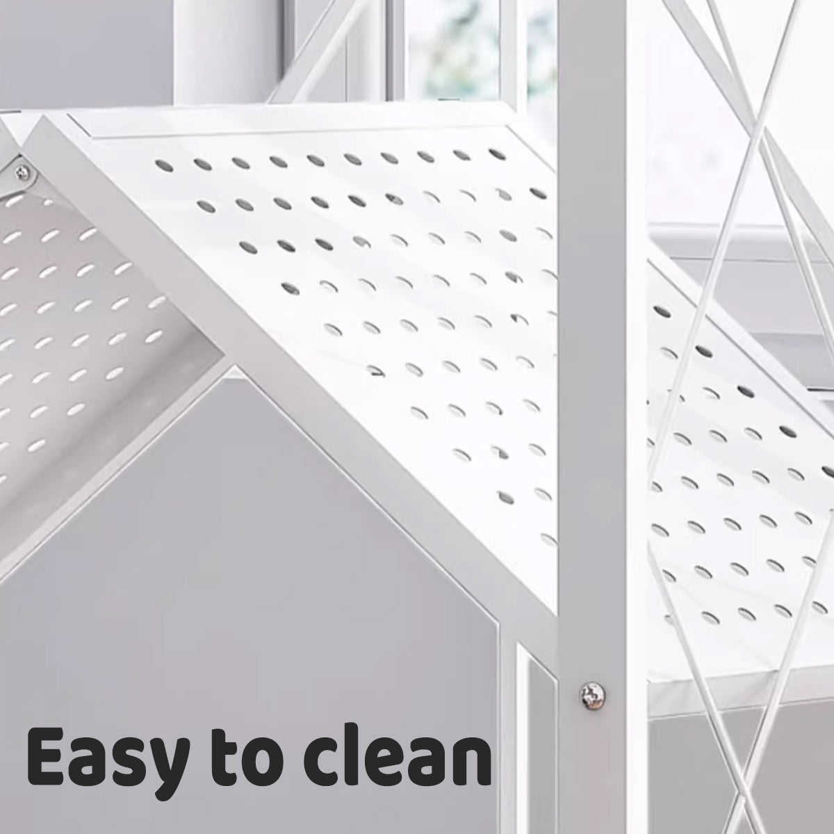 Metal Foldable Multi Layer Storage Rack with Rotating Wheels