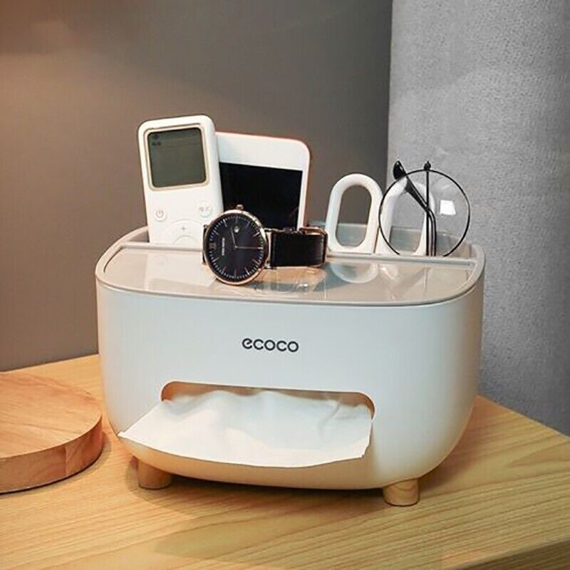 Tissue Box Cover with Storage for Home and Car