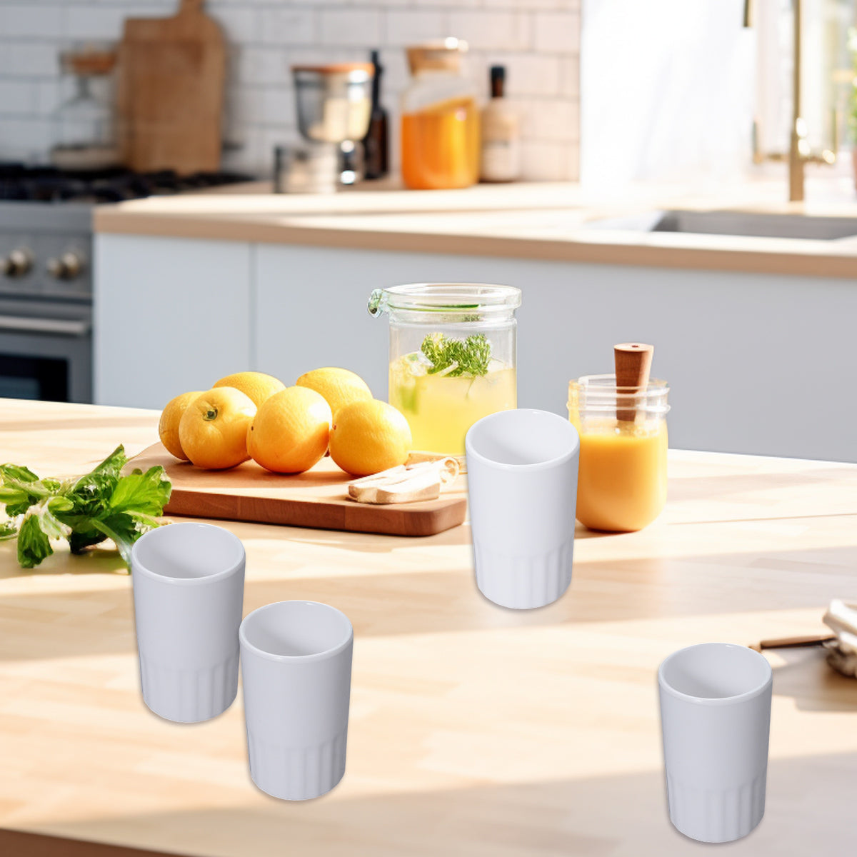 10pcs Shatterproof Melamine Tumbler Mugs in White