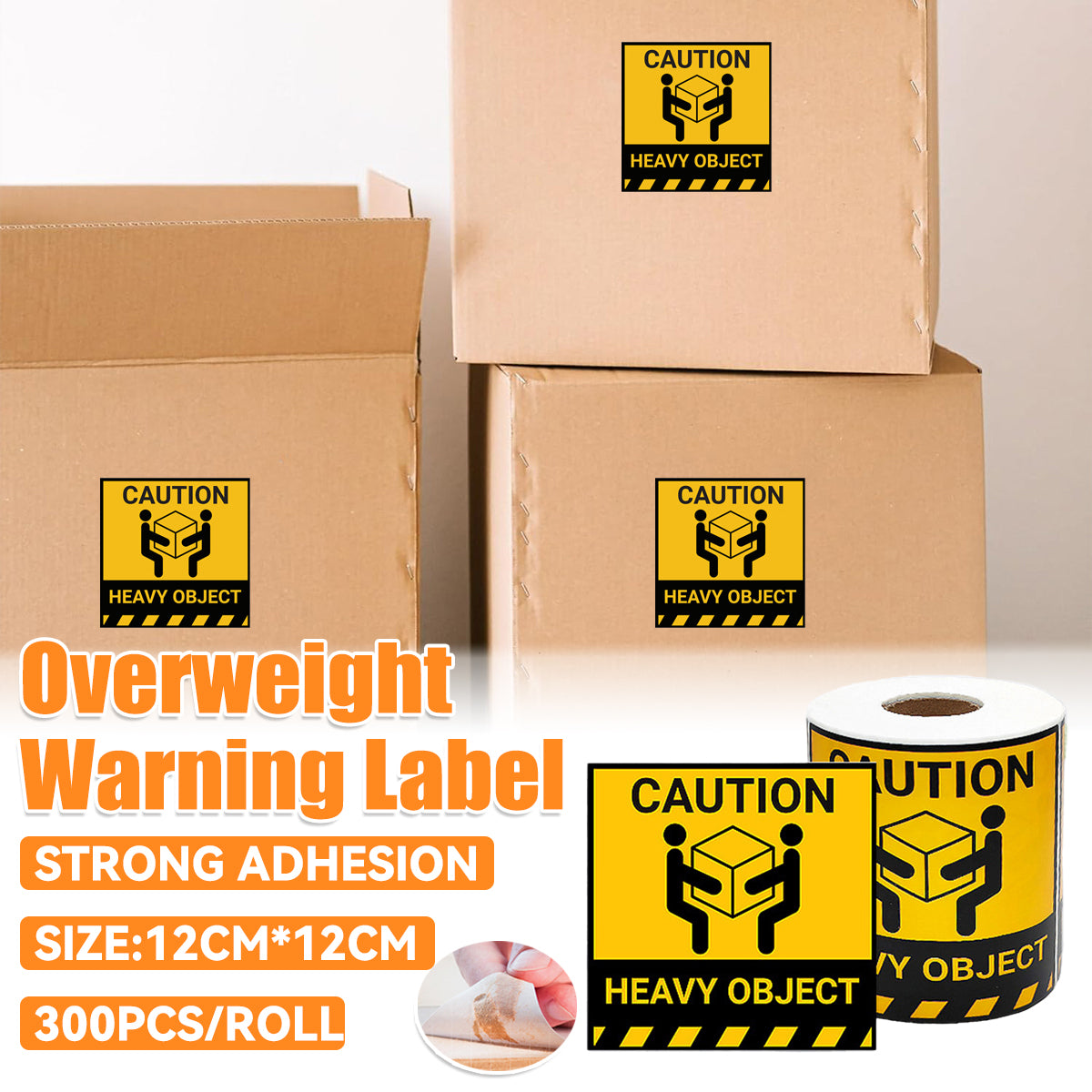 Heavy Object Warning Labels 300pcs Roll
