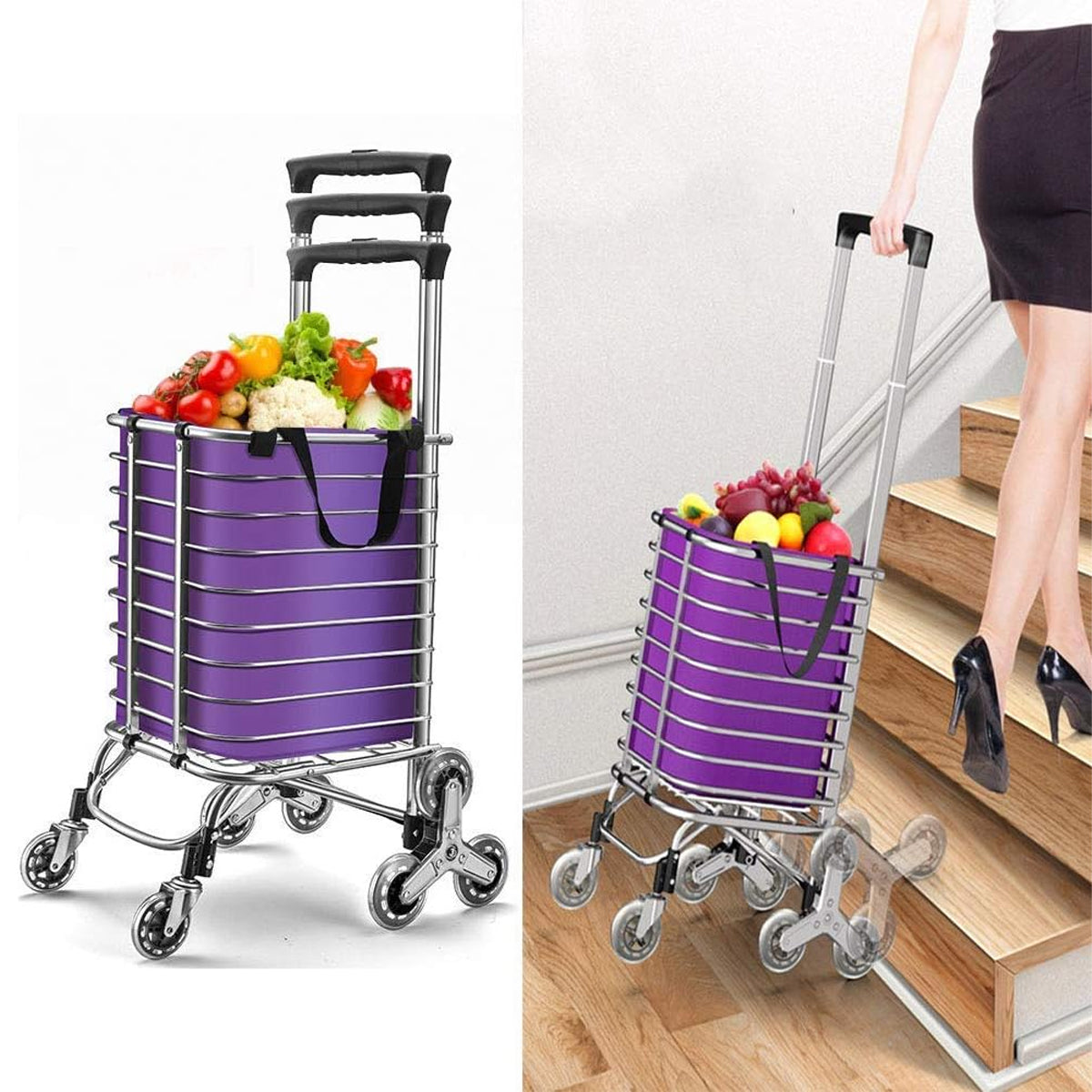 8-Wheel Folding Shopping Cart with Oxford Bag