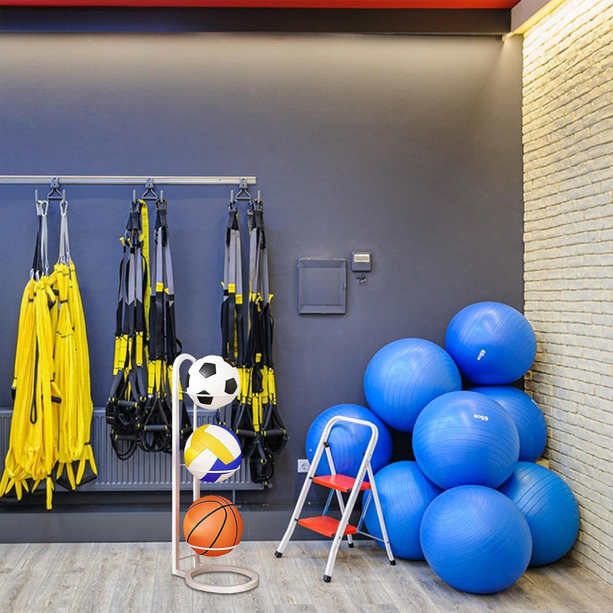 3-4 Tier Ball Storage Rack for Basketball Sports