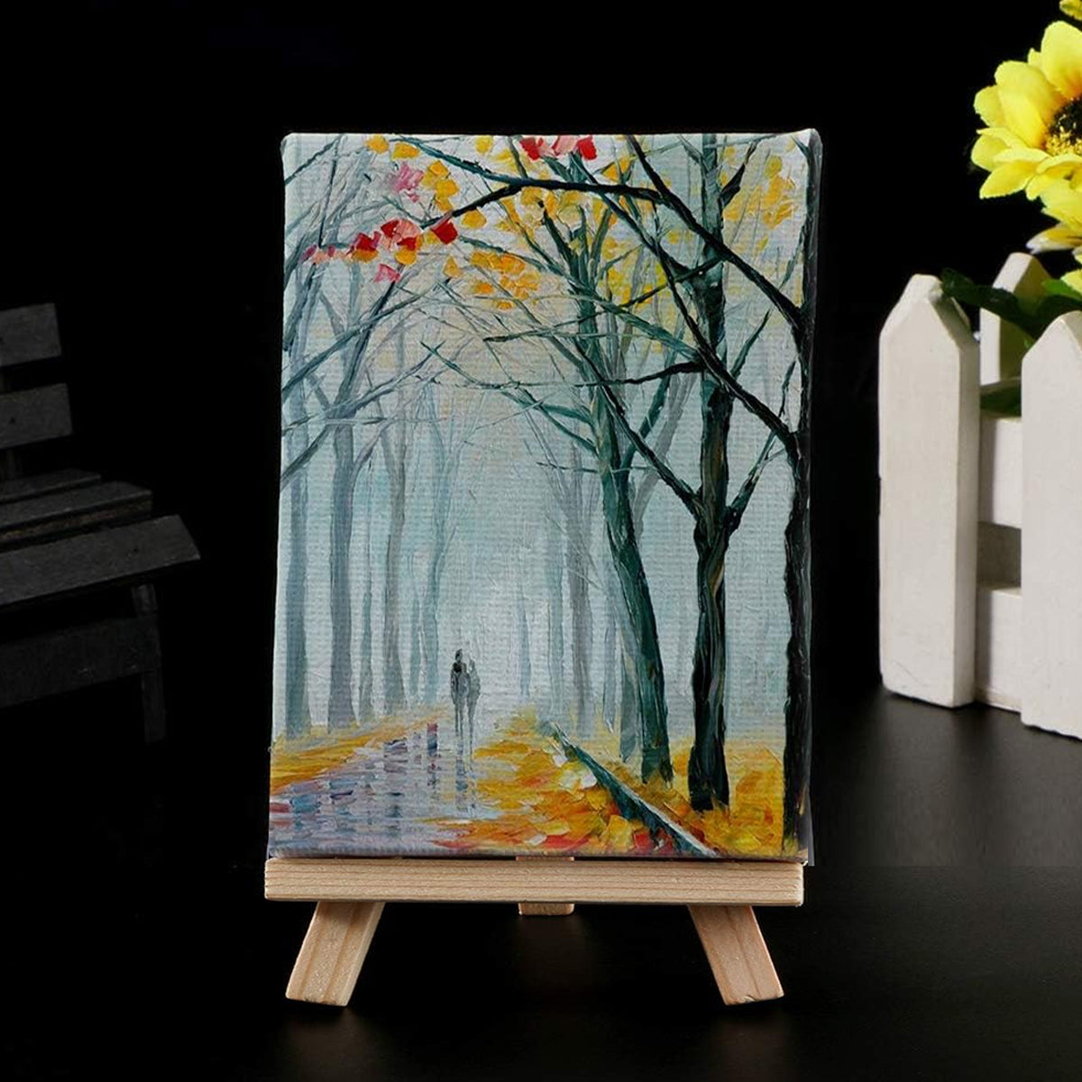 10 Sets Mini Easel DIY Art Kit with Canvas and Brushes