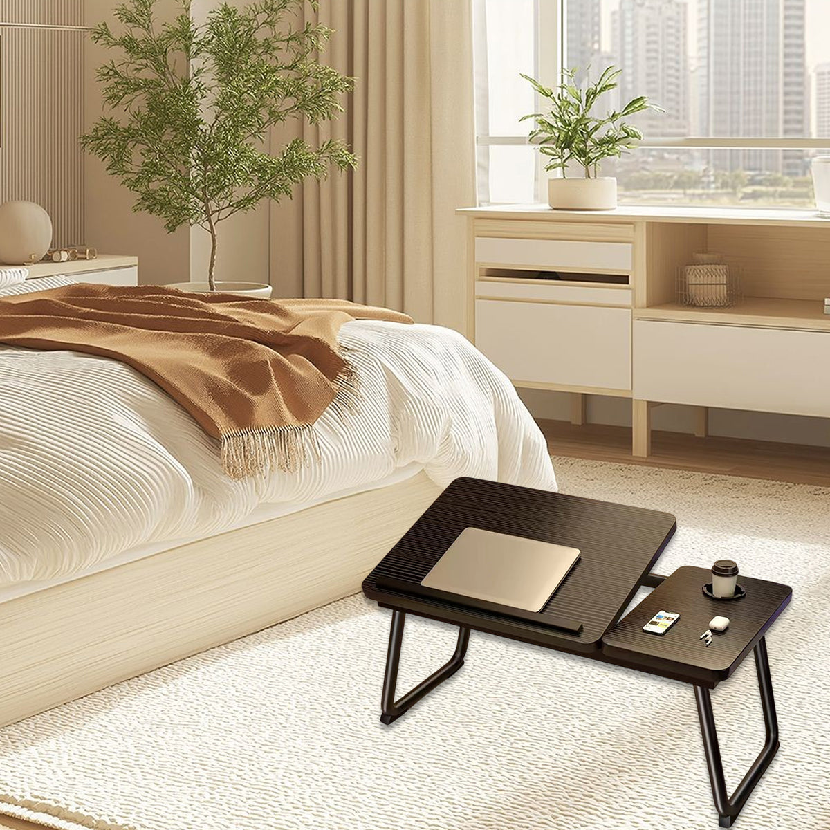 Bedside Table with Folding Tilting Desktop for Home Study