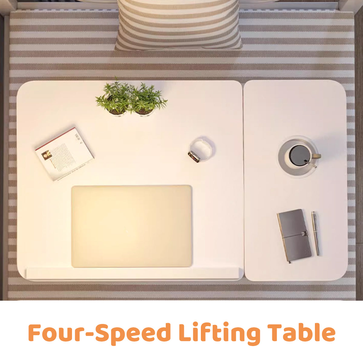 Foldable Bedside Laptop Desk with Adjustable Angle and Cup Holder