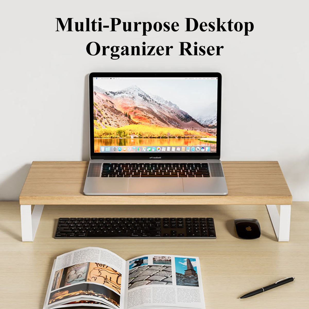 Monitor Stand Riser with Under-Shelf Storage