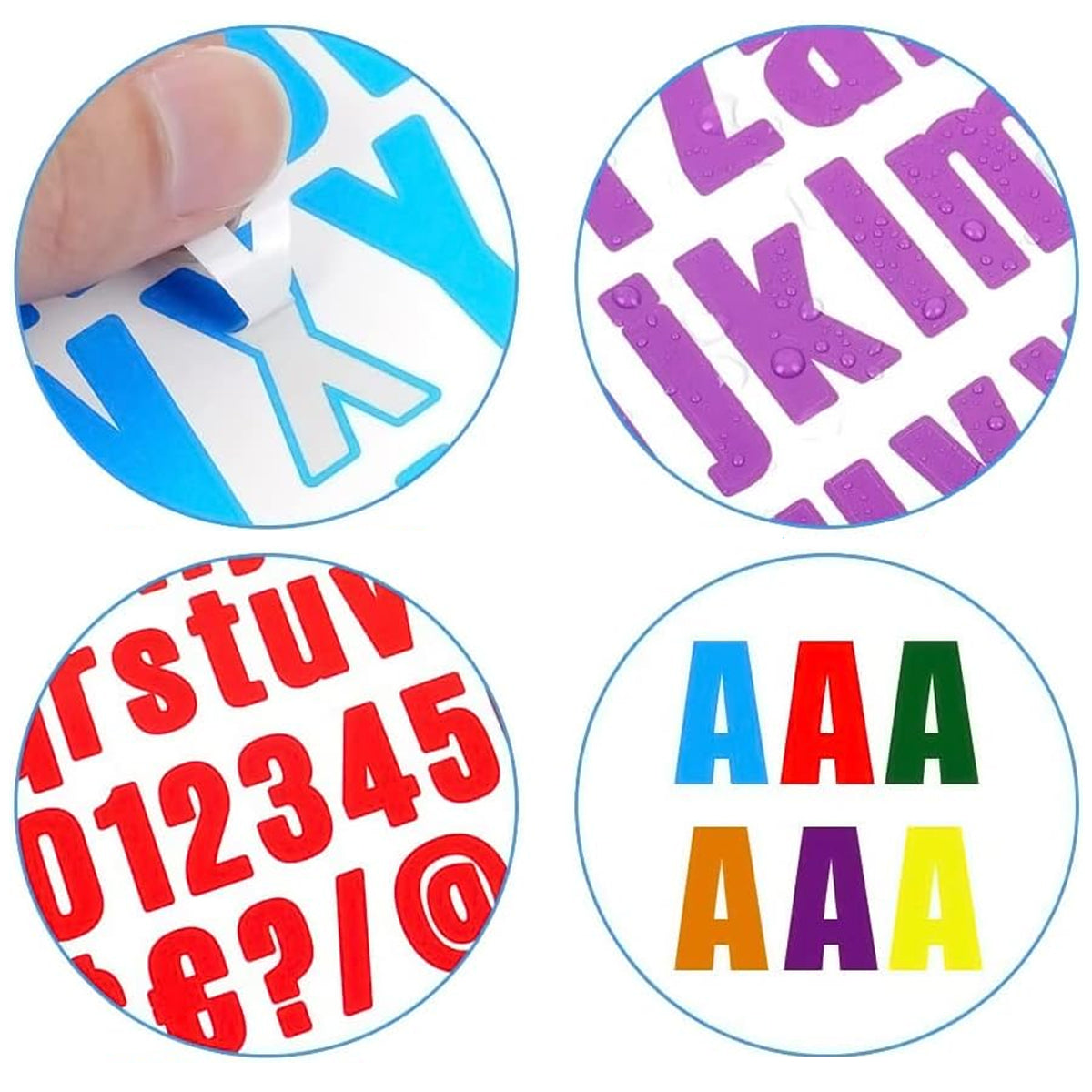 10 Sheets Alphanumeric Vinyl Stickers Colourful Water-Resistant