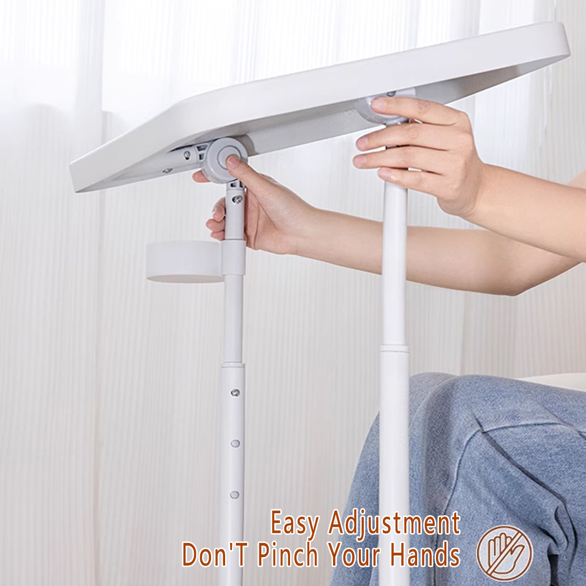 Adjustable Mobile Laptop Desk with Tiltable Top and Wheels