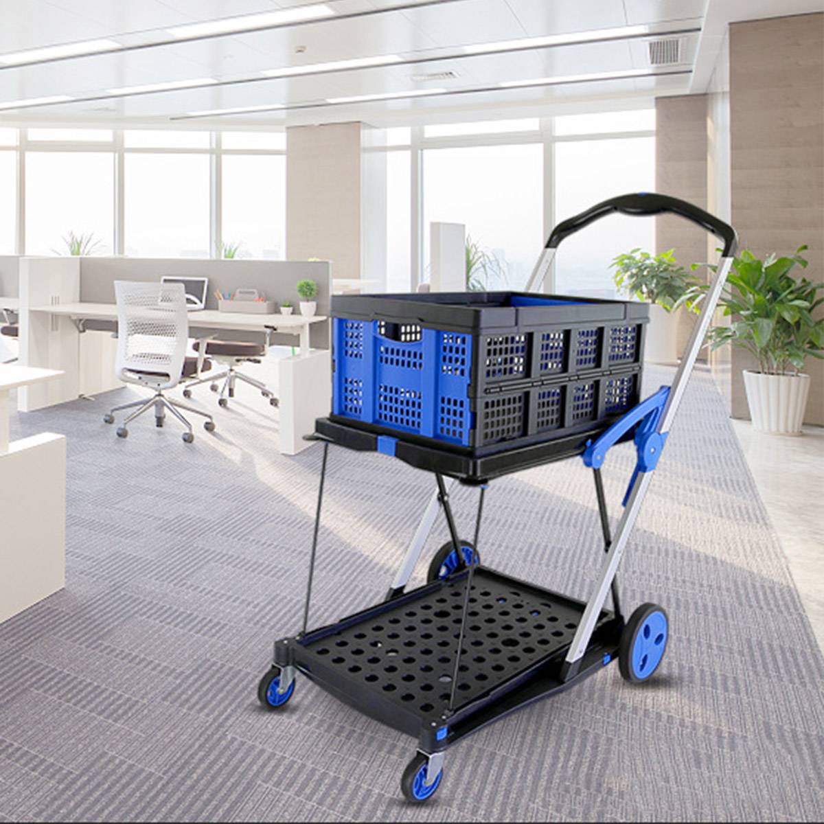2-Tier Foldable Storage Trolley Cart